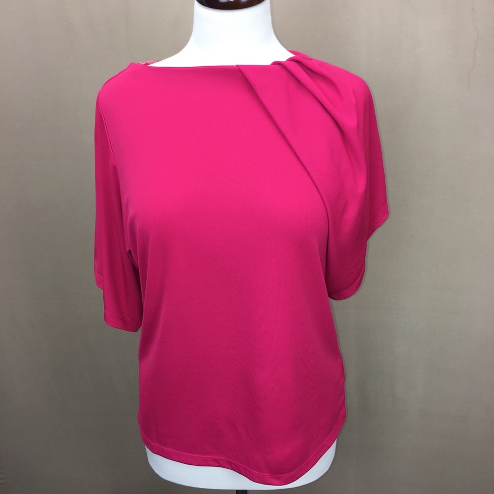 Anne Klein Pink Pleated Shoulder Blouse sz L